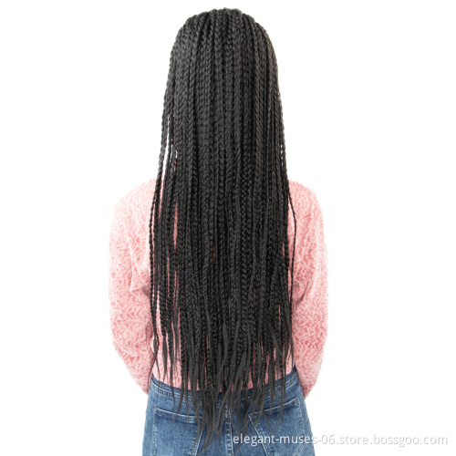 Daily Wear 30 Inch Synthetic Straight Box Braids Cosplay Wig for Black Women Synthetic Twist Braids Hair Braided Lacefront Wigs